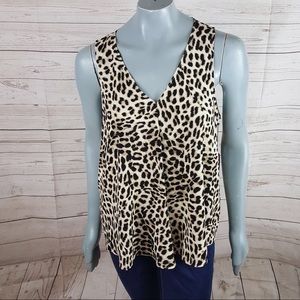 Vince Camuto Beige Leopard Print Tank Top Size PL